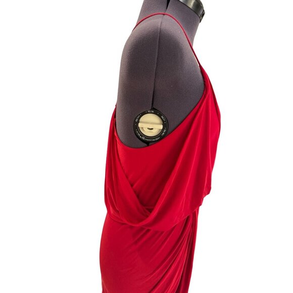 NWT Misa Los Angeles Domino Bodycon Mini Dress Red V-Neck Racerback Draping Sz M - Picture 5 of 10
